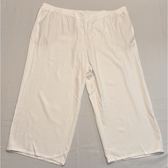 J. JILL White Pull On Crop Pants Size 3X Wide Leg Elastic Waist Trousers NWT - Picture 1 of 13
